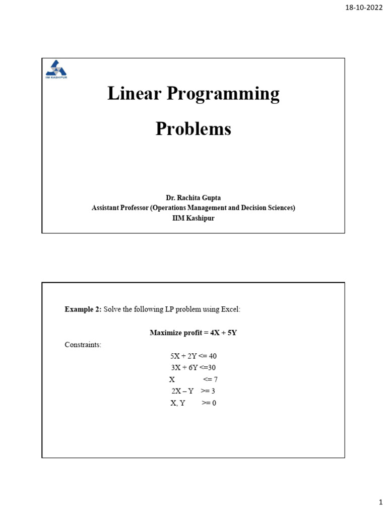 LP - Practice Problems | PDF | Linear Programming | Cotton
