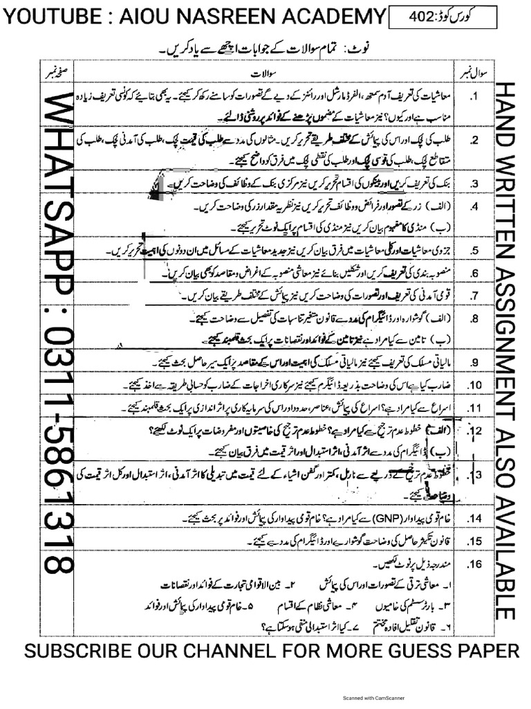 402 Economics Guess Past Paper Pdf