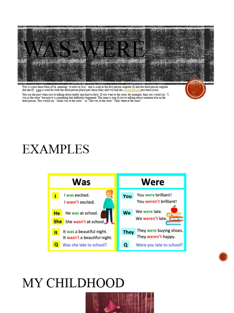 Past Tense Usage: Was vs. Were | PDF