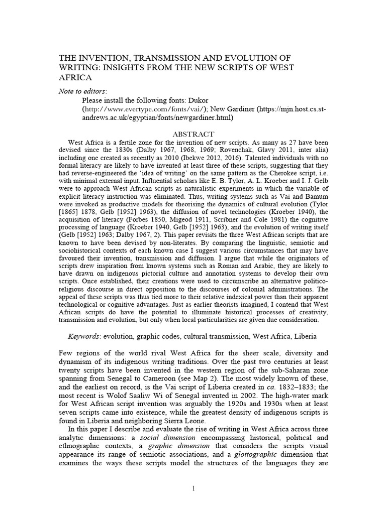 West African Writing Systemshistory Development and Evolution | PDF ...