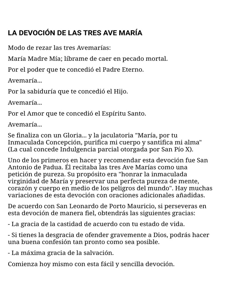 La Devoción de Las Tres Ave María | PDF