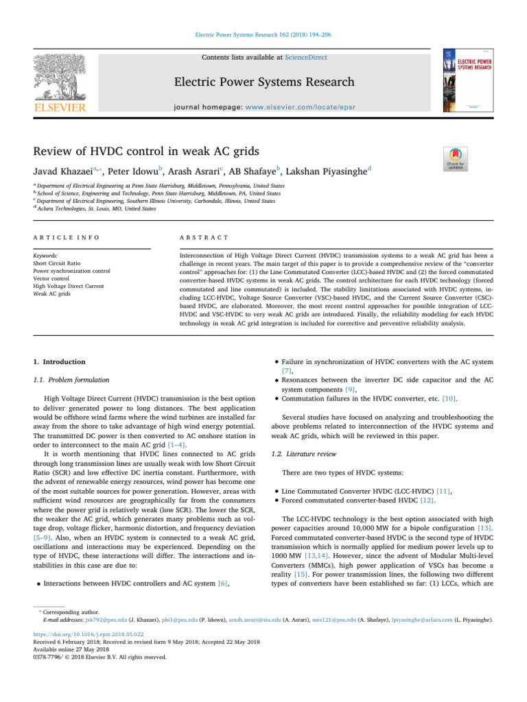 HVDC Control in Weak AC Grids | PDF | High Voltage Direct Current ...