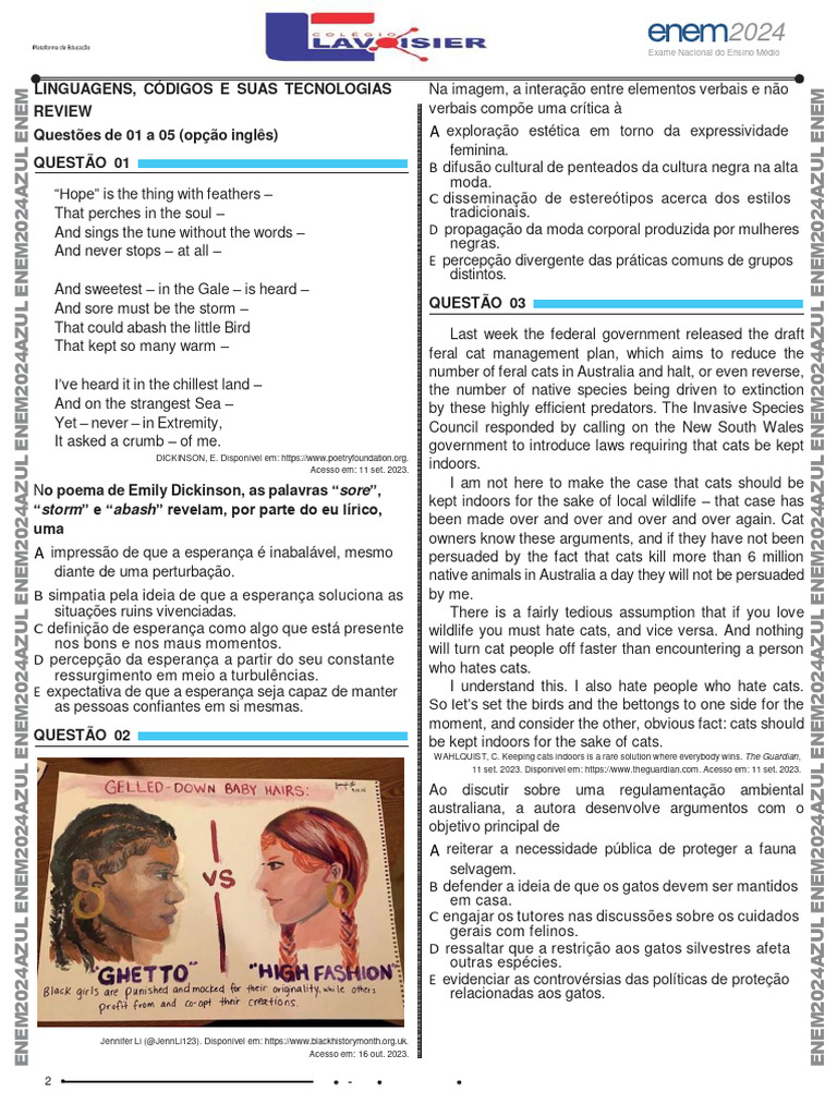 Enem Questions Ing | PDF | Testes padronizados