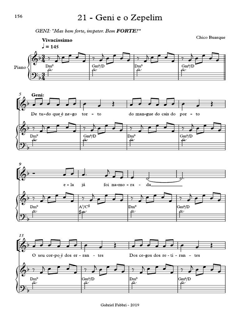 Miryam - Geni e o Zepelim - Opera Do Malandro - Chico Buarque | PDF