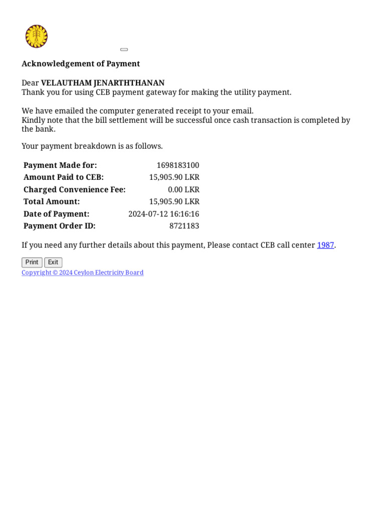 Ceylon electricity board payment portal pdf