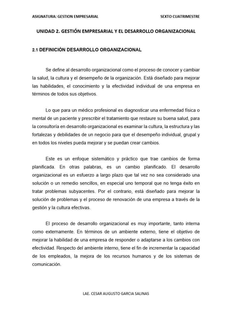 Desarrollo Organizacional en Empresas | PDF | Derecho laboral | Business