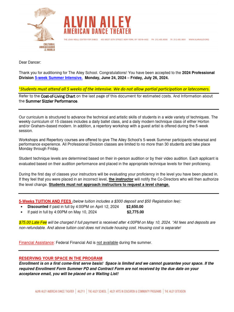 5 Week Si2024 Acceptance | PDF | Cost Of Living | Tuition Payments