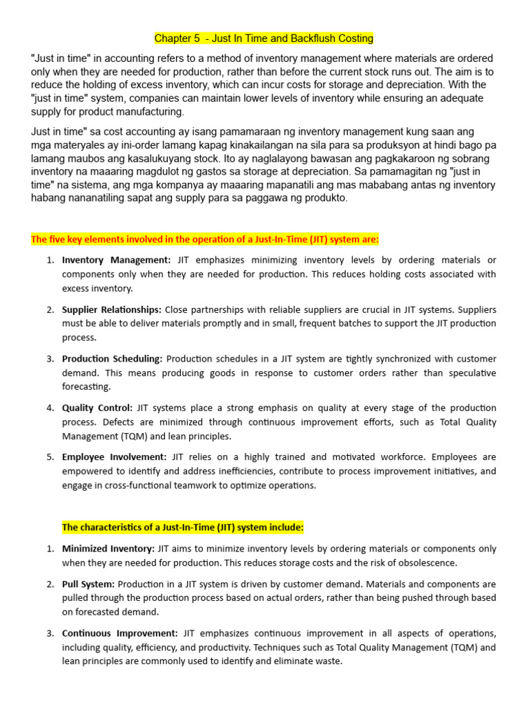Chapter 5 | PDF | Lean Manufacturing | Inventory