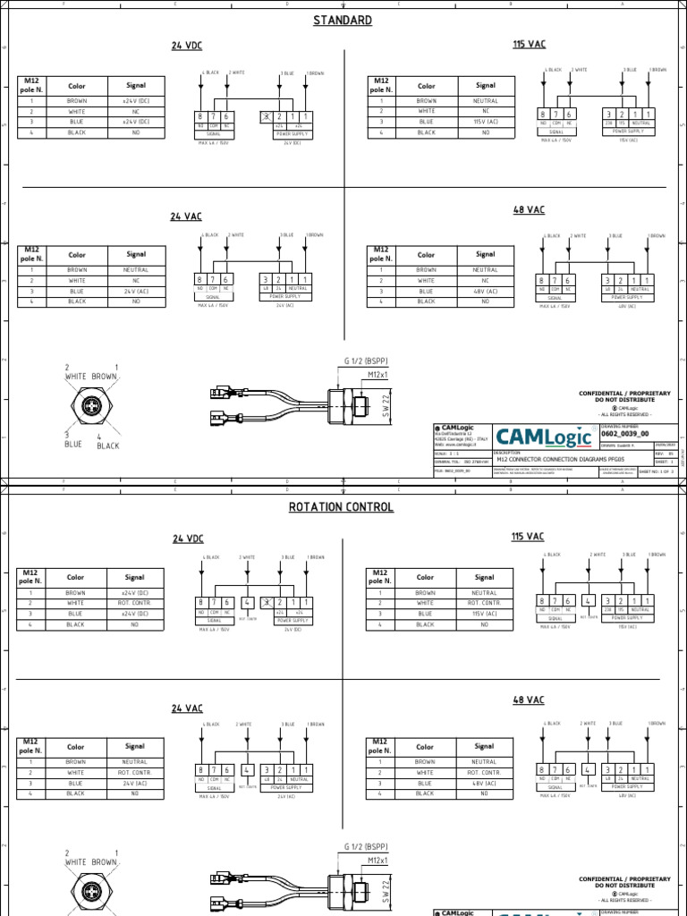 M12 Connector Wiring Diagrams | PDF | Power Supply | Alternating Current