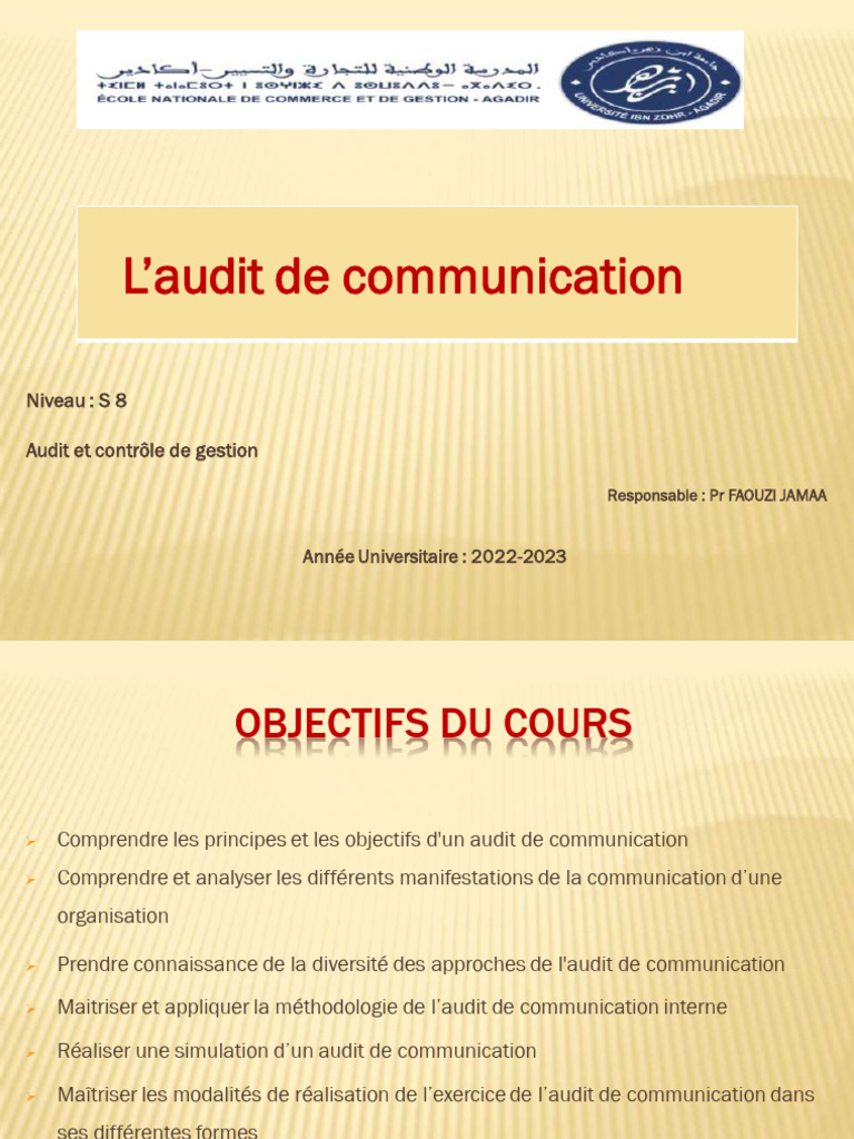 Audit de Communication : Méthodologie et Objectifs | PDF | Audit | la ...