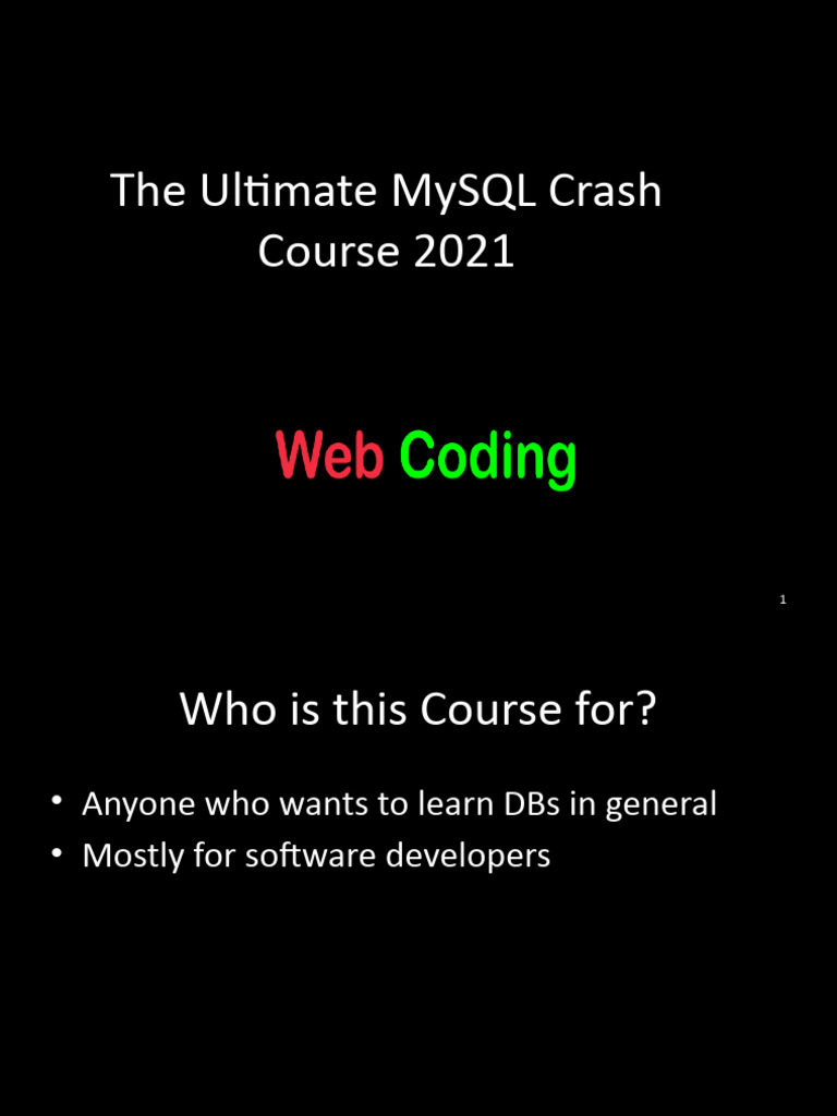The Ultimate MySQL Crash Course 2021 | PDF