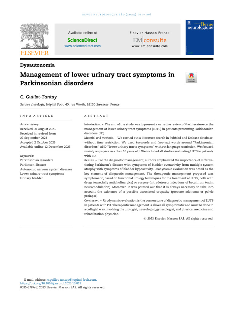 1 s2.0 S0035378723011402 Main | PDF | Urinary Incontinence | Urology