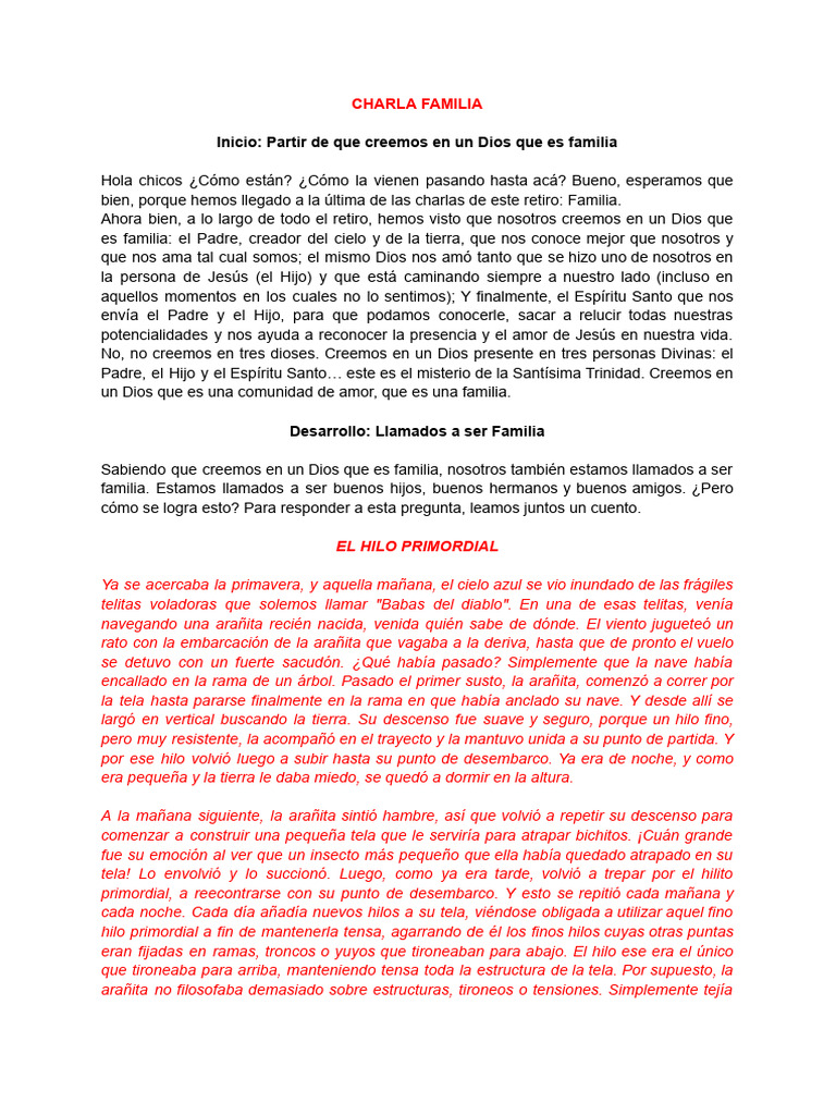 Charla Sobre La Familia | PDF | Amor | espíritu Santo