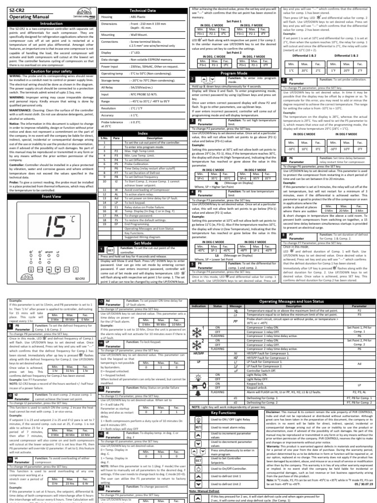 SZ-CR2 Temperature Controller Manual | PDF | Parameter (Computer ...