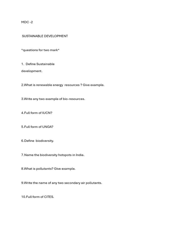 Sustainable Development Q&A Guide | PDF