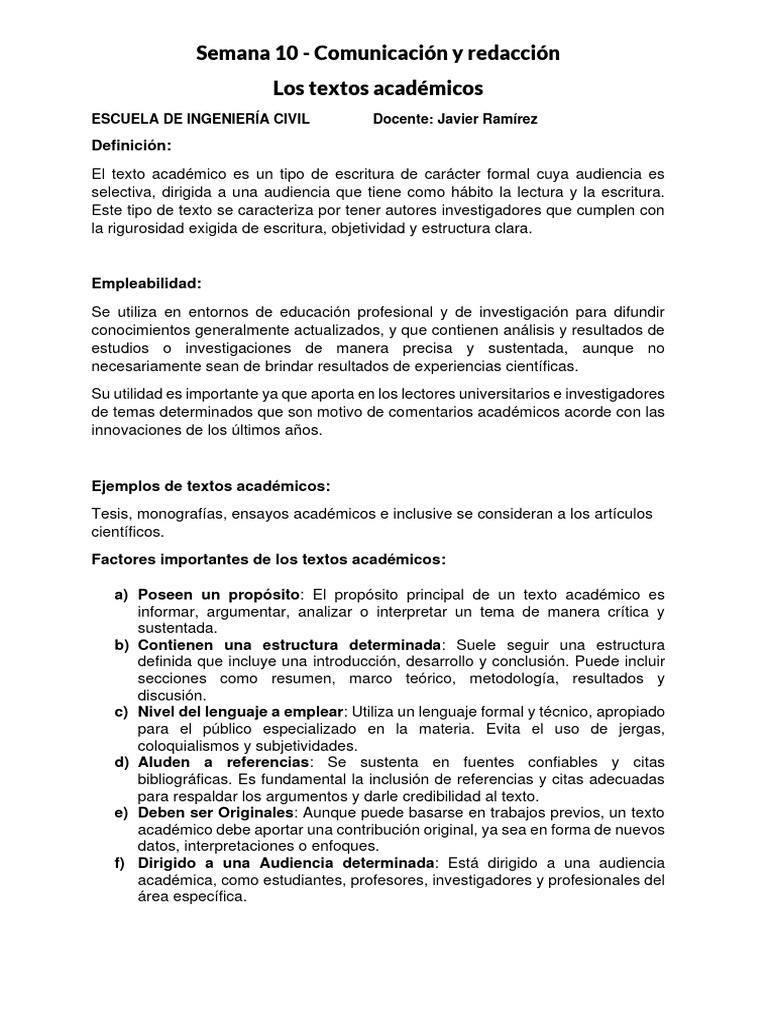 S 10 Los Textos Académicos | PDF | Conocimiento | Pensamiento