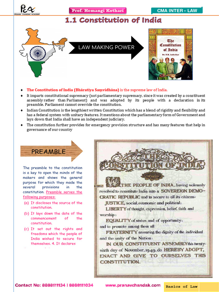 Overview of India's Constitution Basics | PDF