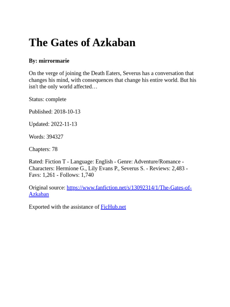 The Gates of Azkaban by Mirrormarie-mRgm7x8x | PDF | Harry Potter