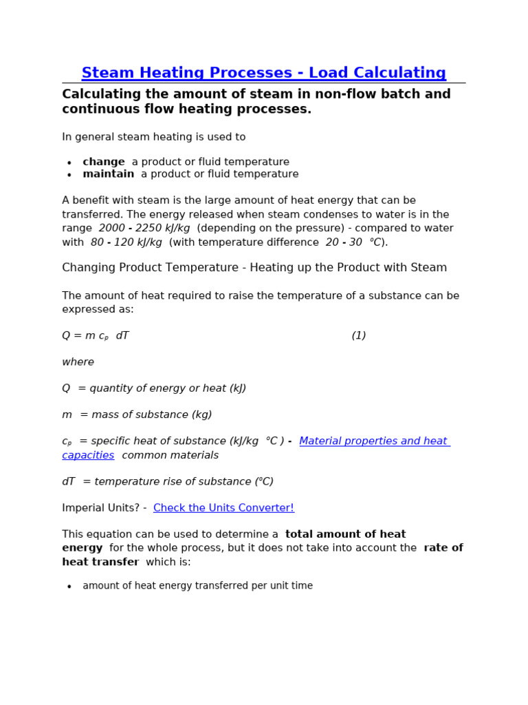 Steam Heating Processes | PDF | Heat | Heat Transfer