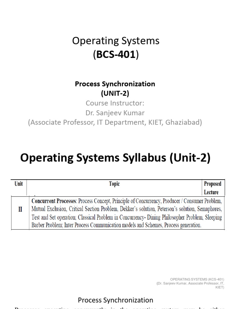 Conditions For Synchronization In Os