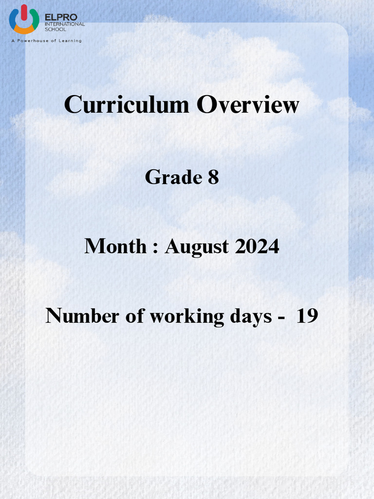 Grade 8 Curriculum Overview 2024 | PDF | Equations | Algebra