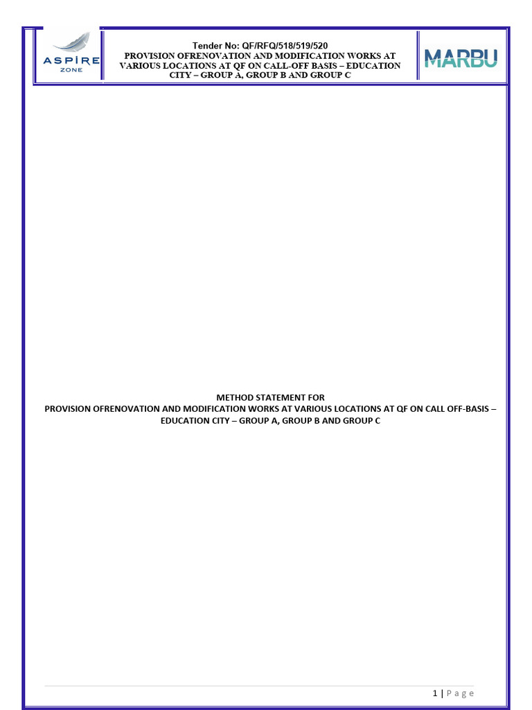 QF Renovation Method Statement Guide | PDF | Concrete | Flooring