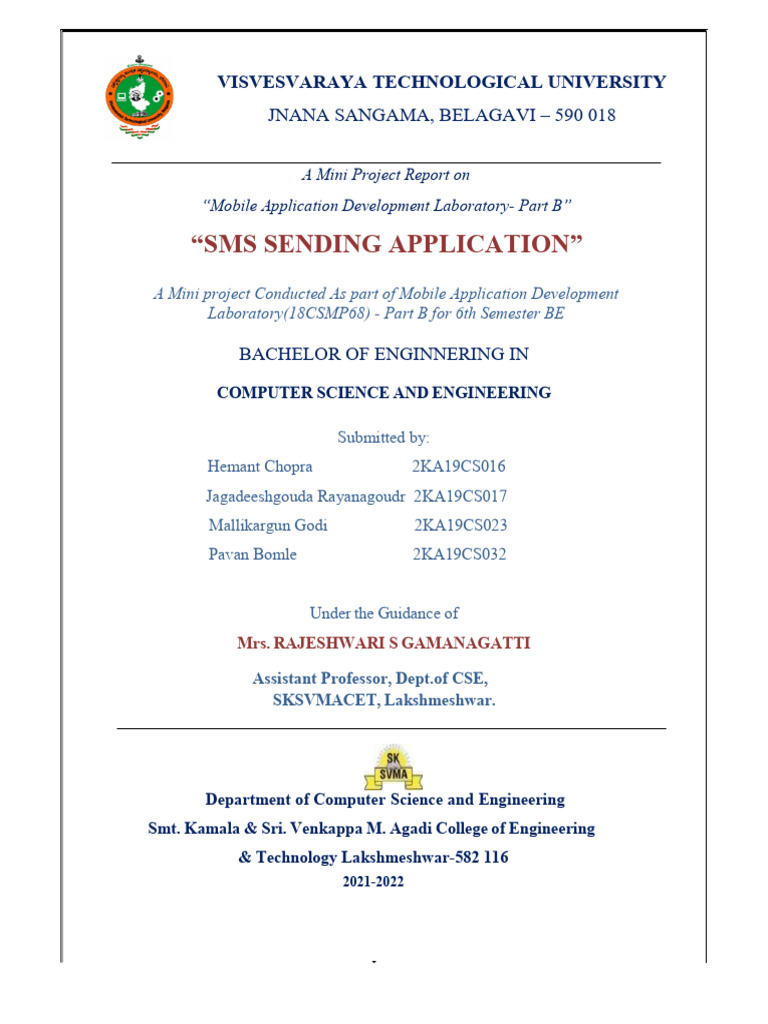 SMS Sending Application Project Report | PDF | Software Testing ...