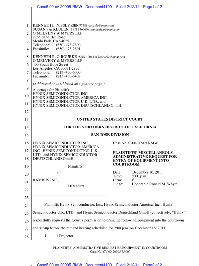Additional Counsel Listed On Signature Page. | PDF | Home & Garden