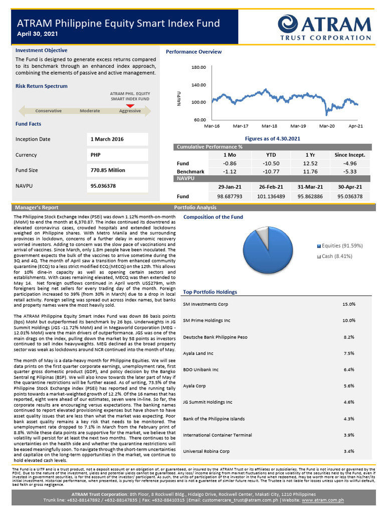 ATRAM Philippine Equity Smart Fund Update | PDF | Investing ...