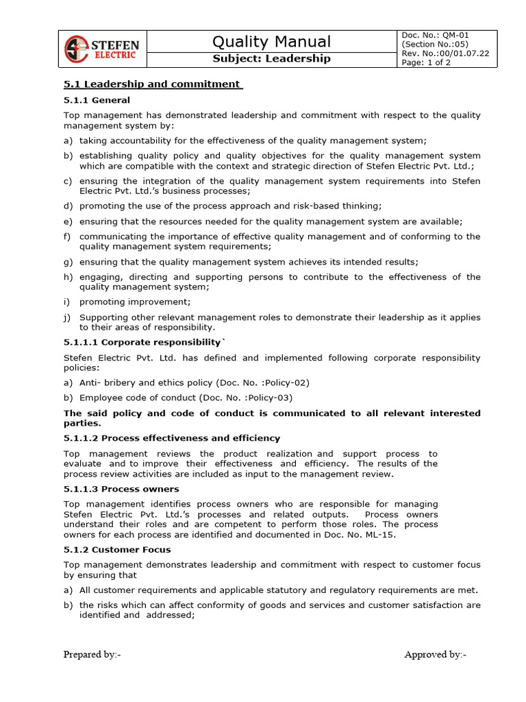 Leadership | PDF | Quality Management | Quality Management System
