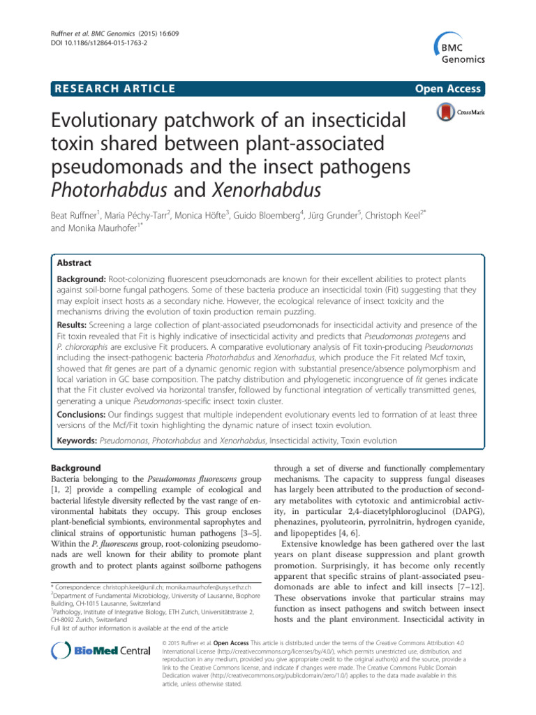 Evolutionary Patchwork of An Insecticidal Toxin Shared Between Plant ...