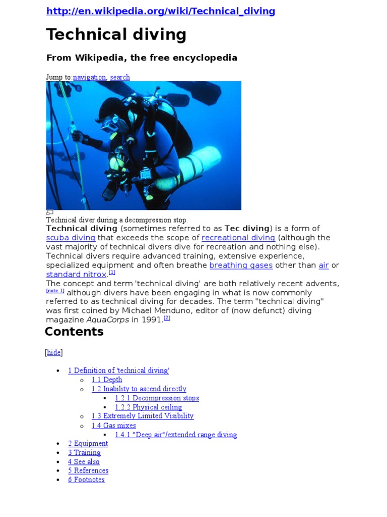 Overview of Technical Diving | PDF | Scuba Diving | Underwater Sports