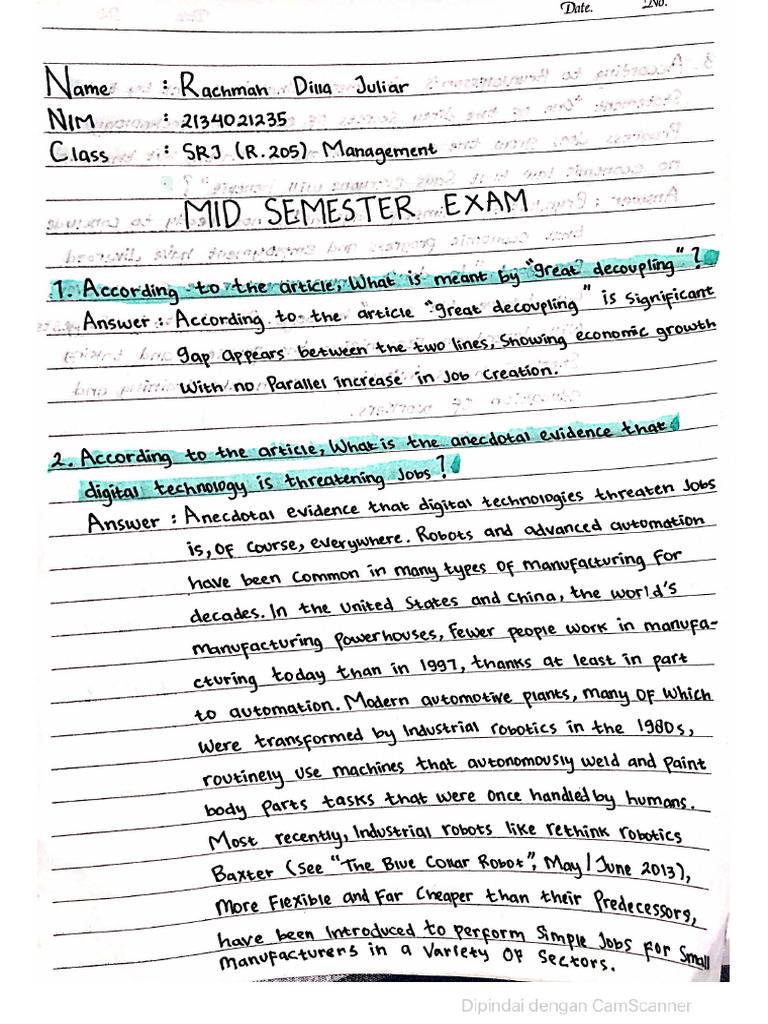 Mid Semester Exam | PDF