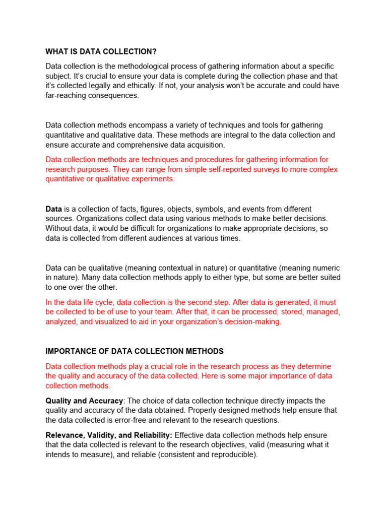 Statistics Method of Data Collection | PDF | Data | Focus Group