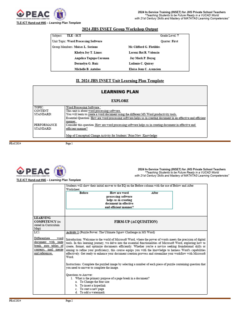 4As Format: TLE-ICT Lesson Plan | PDF | Educational Technology | Creativity