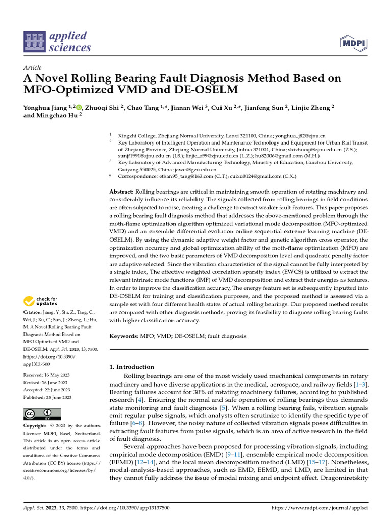 A Novel Rolling Bearing Fault Diagnosis Method Bas | PDF | Algorithms ...