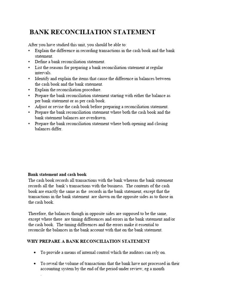 Bank reconciliation statement 1 pdf cheque banks