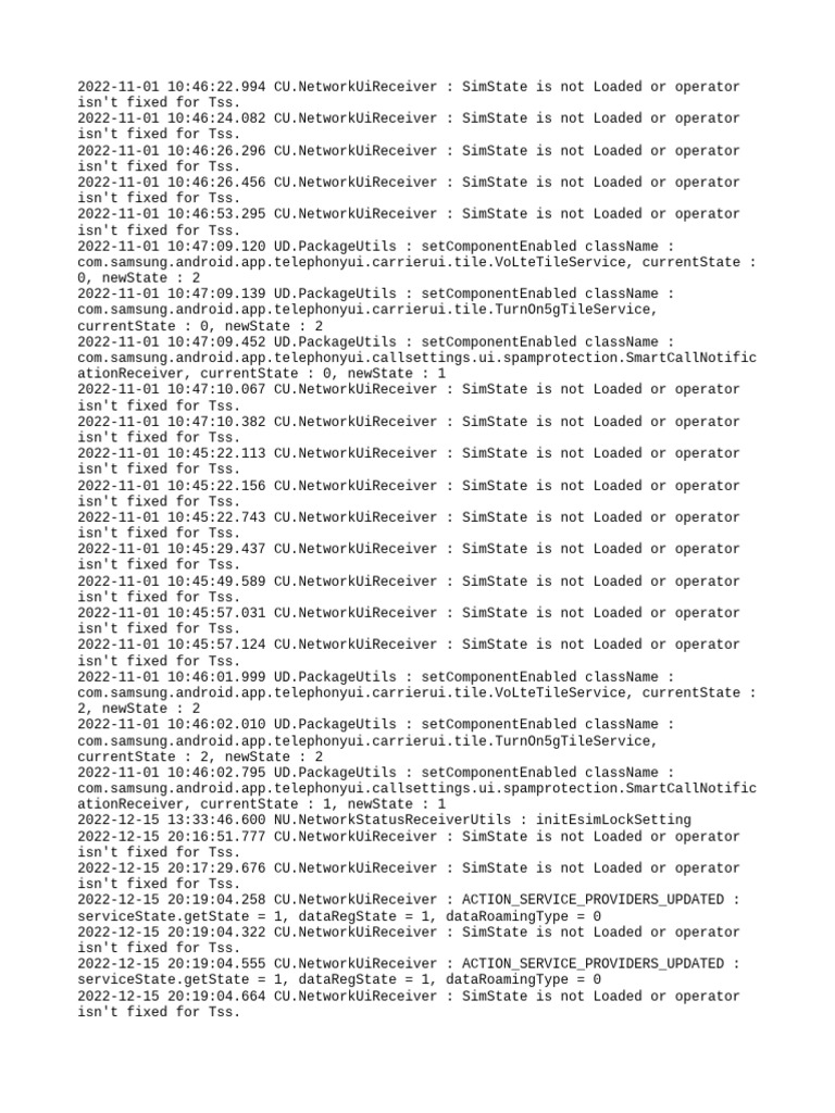 SIM State and Network Status Logs | PDF