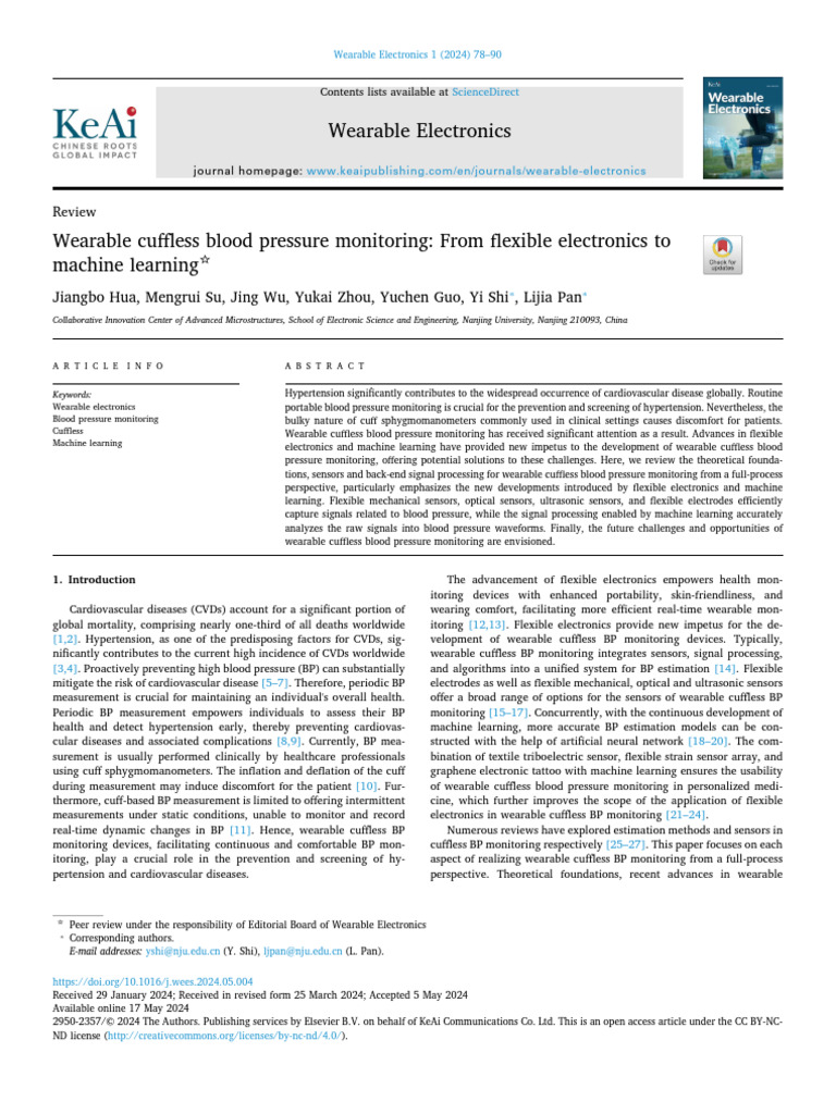Wearable Cuffless BP Monitoring | PDF | Blood Pressure | Artery