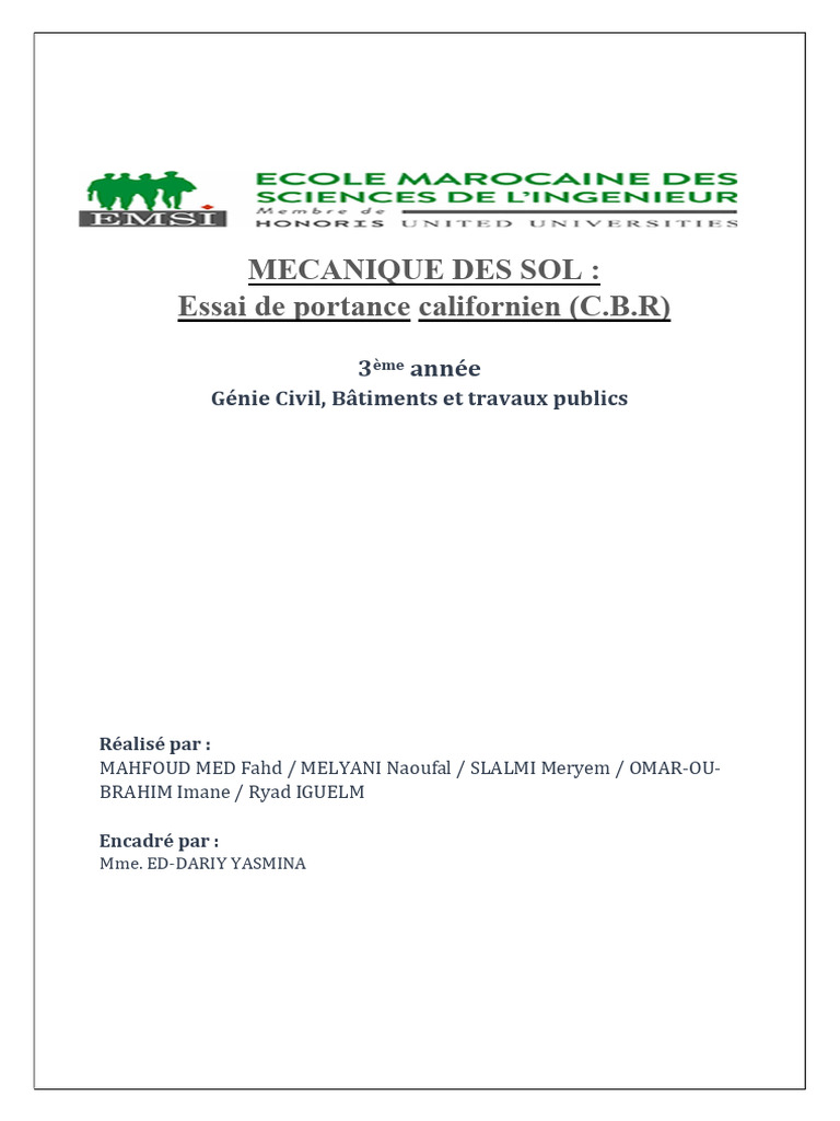 Essai de portance CBR en génie civil | PDF | Sciences et mathématiques
