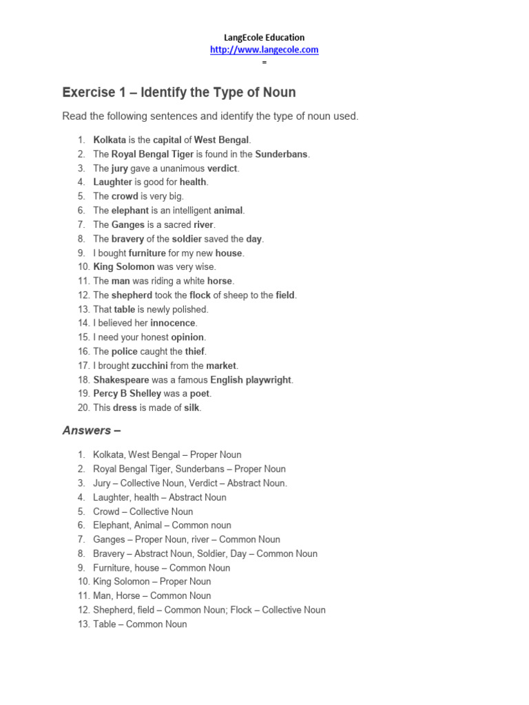 Noun and Gender Exercises | PDF