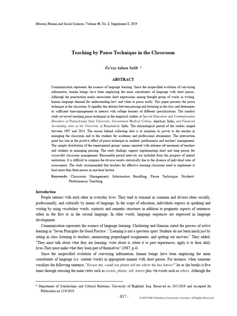 Teaching by Pause Technique in The Classroom | PDF | Learning | Teachers