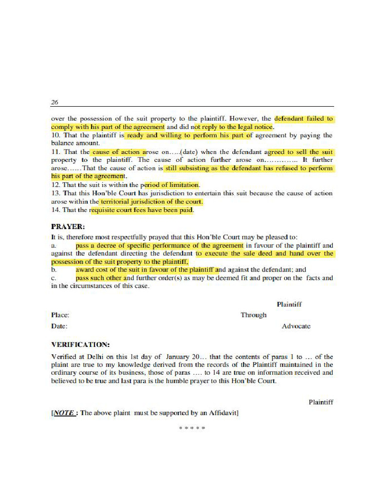 Suit Plaint | PDF