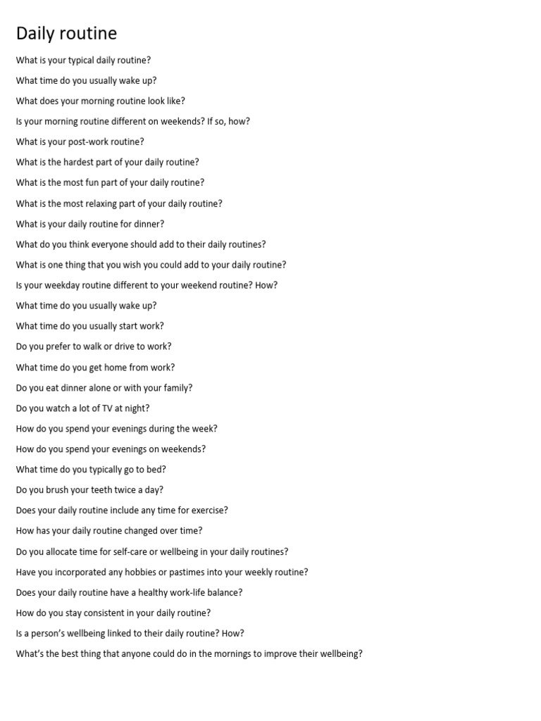 Daily Routine | PDF | Wellness | Lifestyle