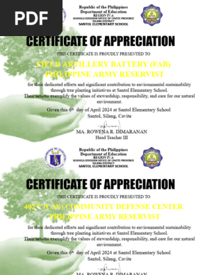 Certificates- Tree Planting