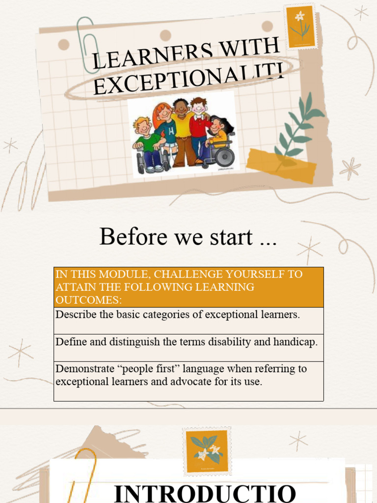 Understanding Exceptional Learners | PDF | Disability | Learning