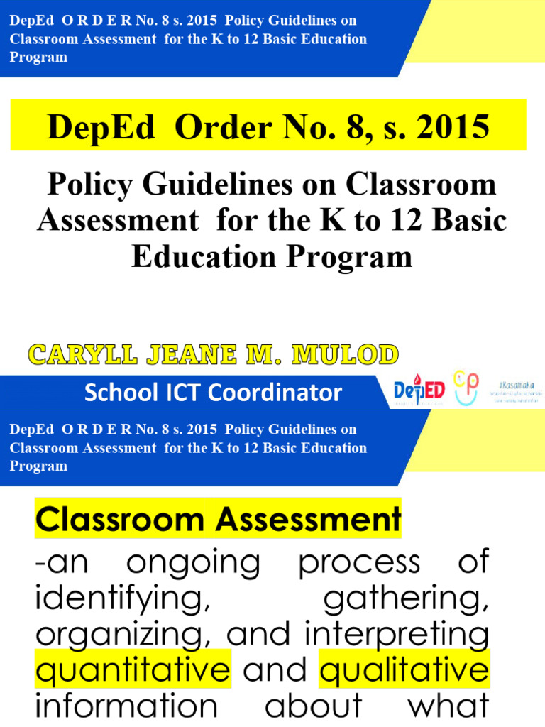 K to 12 Classroom Assessment Guidelines | PDF | Learning