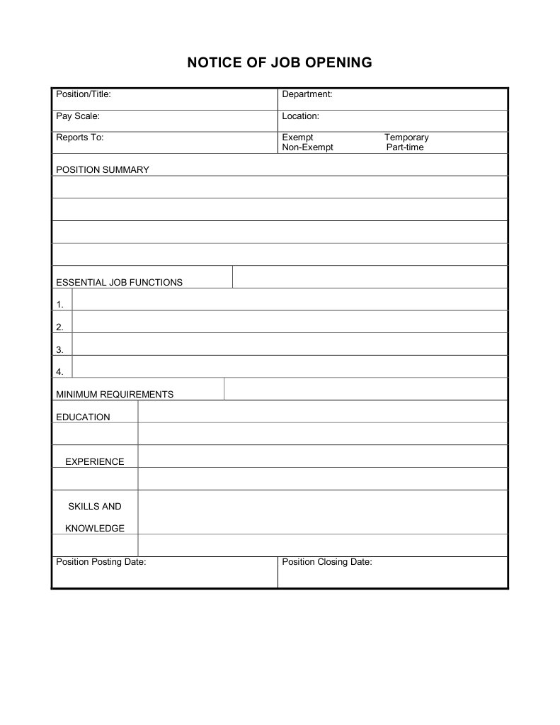 Form Notice of Job Opening | PDF