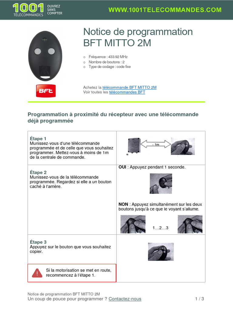 Programmation BFT MITTO 2M PDF Électronique — free download