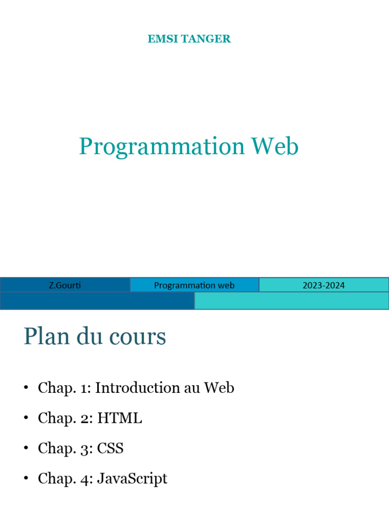Cours JavaScript: Concepts et Pratiques | PDF | Programmation web | Html